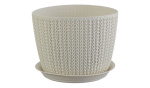 Горшок для цветов Кашпо Вязание 210мм с подд.Белый М3122