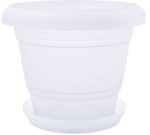 Горшок для цветов Лилия 0,0л 15,3*12,4 с подст. белый, мрамор., прозрач.