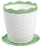 Горшок для цветов Плетенка 1,5л с подст. бело-зеленый М2383