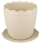 Горшок для цветов Плетенка 3,0л с подст. слоновая кость М2112