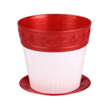 Горшок для цветов Лаура 1л с подст. бел.-медный М4503