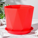 Горшок для цветов Призма с поддоном 1л М3137 красный