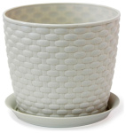 Горшок для цветов Ротанг 2,0л 155мм с подст. белый М3081