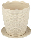 Горшок для цветов Плетенка 1,5л с подст. слоновая кость М2111