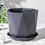 Горшок для цветов Призма с поддоном 1л М3137 графит
