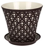 Горшок для цветов Ривьера 2л с под. сл.кость, корич. М5809