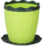 Горшок для цветов Плетенка 1,0л с подст. зеленый М1739