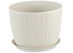 Горшок для цветов Кашпо Вязание 135мм с подд.Белый М3119