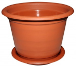 Горшок для цветов Ламела 15л (d=370мм) с поддоном мрамор, коричневый М8206