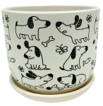 Горшок для цветов Собаки белый бук №3 18см