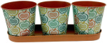 Кашпо металл 10*10см 3шт на подставке Фруктовый принт