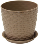 Горшок для цветов Ротанг 4,7л 210мм с подст. бежевый М3083