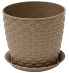 Горшок для цветов Ротанг 1,0л 135мм с подст. коричневый М3080