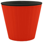 Горшок для цветов Ибис 13*11,2 с двойным дном красный-черный