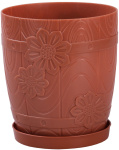 Горшок для цветов Боченок 0,8л с подст. коричневый М6204