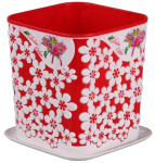 Горшок для цветов Дольче Вита 2,0л с подст. крас-бел М3595