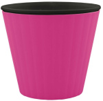 Горшок для цветов Ибис 13*11,2 с двойным дном розово-черный