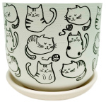 Горшок для цветов Коты белый бук №2 15см