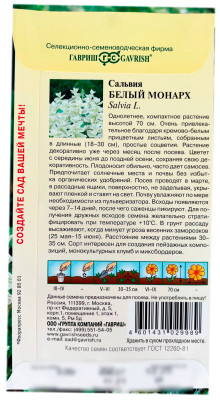 Сальвия БЕЛЫЙ МОНАРХ ГАВРИШ описание