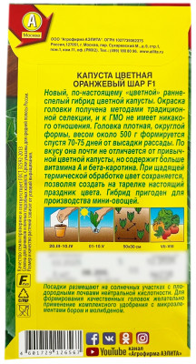 Капуста цветная ОРАНЖЕВЫЙ ШАР F1 АЭЛИТА описание