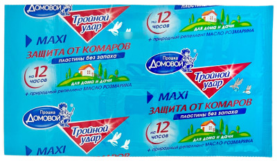 Пластины Домовой от комаров Тройной удар