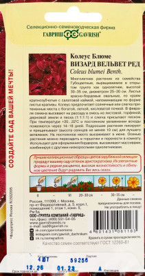 Колеус Визард Вельвет ред 4шт Элитная клумба