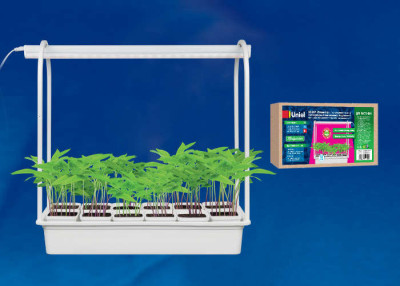 Набор Минисад Подставка металл, светильник 10W (спектр для фотосинтеза) с ящиком 12 стакнчиков UNIEL