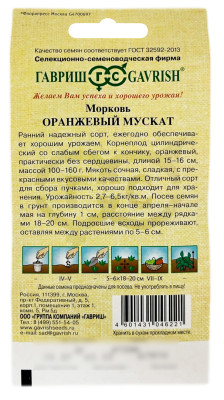 Морковь оранжевый МУСКАТ ГАВРИШ описание Морковь оранжевый МУСКАТ ГАВРИШ описание