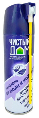 ЧИСТЫЙ ДОМ аэрозоль от моли и кожееда 150мл