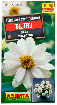 Цинния гибридная БЕЛИЗ вайт махровая АЭЛИТА
