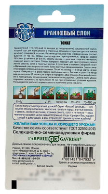 Томат оранжевый СЛОН ГАВРИШ описание