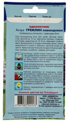 Астра ГРЕМЛИН лавандовая АКВАРЕЛЬ описание