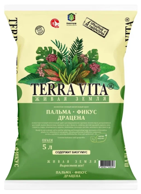 Грунт Фарт 5,0л Живая Земля Пальма-Фикус-Драцена