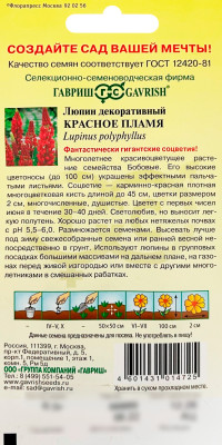 Люпин декоративный Красное пламя ГАВРИШ описание
