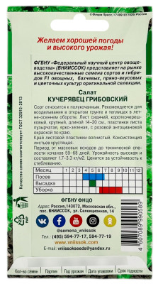 Салат КУЧЕРЯВЕЦ ГРИБОВСКИЙ ВНИИССОК описание