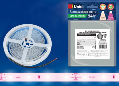 Лента для растений Био лампа 14,4W 3 метра 70LED/m 24V 14,4W/m SPSB Uniel