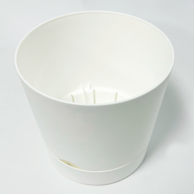 Горшок для цветов ГРАНД с поддоном белый 25d (2)