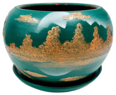 Горшок для цветов Золотые сосны средний керамика Кунгур