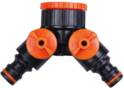 Адаптер - тройник с двумя запорными кранами с внутренней резьбой 1