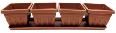 Балконный ящик Квартет Ирис (1поддон+4горшка) 50см терракот