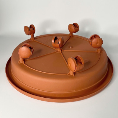 Подставка под цветы на колесиках пластик терракот