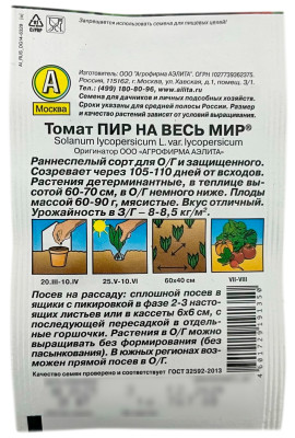 Томат ПИР НА ВЕСЬ МИР АЭЛИТА описание