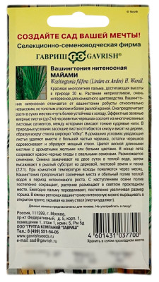 Вашингтония нитеносная МАЙАМИ ГАВРИШ описание