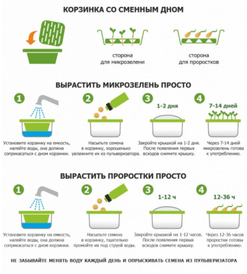 Комплект Свежая зелень (лоток для проращивания) семена брокколи в подарок