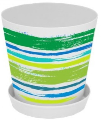 Горшок для цветов Деко с поддоном 13*12,5 Краски зелен