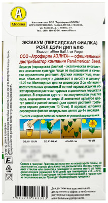Экзакум персидская фиалка РОЯЛ ДЭЙН ДИП БЛЮ АЭЛИТА описание
