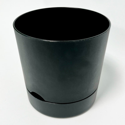 Горшок для цветов ГРАНД с поддоном чёрный 17d (2)
