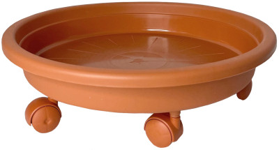 Подставка под цветы на колесиках пластик терракот