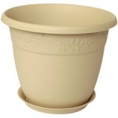 Горшок для цветов Рябина 5,0л с подст. белая глина М3056