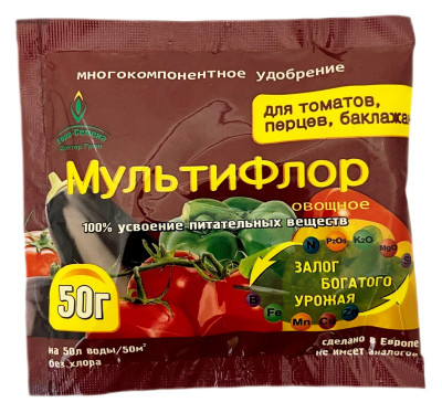 Удобрение МультиФлор для томатов, перцев 50гр
